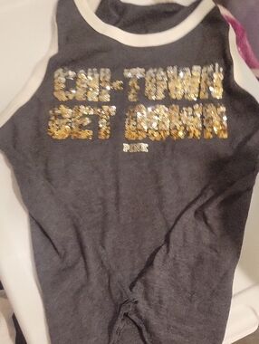 Victoria's Secret PINK Gray and White Ringer Tee